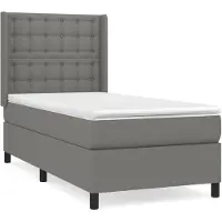 vidaXL Lit boxspring avec matelas gris foncé 100x200 cm Tissu