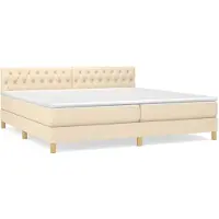 vidaXL Lit boxspring avec matelas Crème 200x200 cm Tissu
