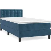 vidaXL Lit boxspring avec matelas bleu foncé 90x200 cm velours