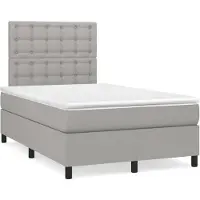 vidaXL Lit boxspring avec matelas gris clair 120x200 cm Tissu