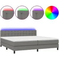 vidaXL Lit boxspring avec matelas & LED gris foncé 200x200 cm Tissu