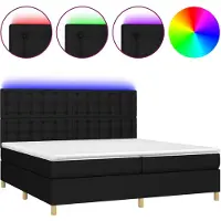 vidaXL Lit Boxspring avec matelas & LED Noir 200x200 cm Tissu