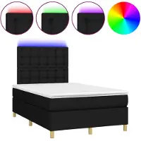 vidaXL Lit Boxspring avec matelas & LED Noir 120x200 cm Tissu