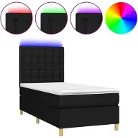 vidaXL Lit Boxspring avec matelas & LED Noir 100x200 cm Tissu