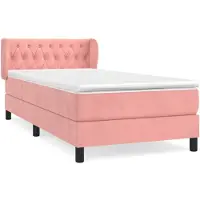 vidaXL Lit boxspring avec matelas rose 90x200 cm velours
