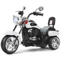 Costway Moto de style chopper moto à piles avec musique 91 x 48 x 64 cm blanc + noir