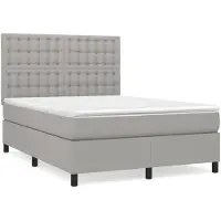 vidaXL Lit boxspring avec matelas gris clair 140x200 cm Tissu
