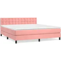 vidaXL Lit boxspring avec matelas rose 160x200 cm velours