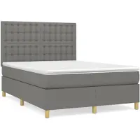 vidaXL Lit boxspring avec matelas gris foncé 140x190 cm Tissu