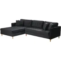 Ebuy24 Marino Deluxe canapé chaise longue tourné vers la droite ou la gauche avec coussins velours noir.
