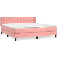 vidaXL Lit boxspring avec matelas rose 180x200 cm velours