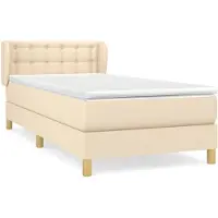 vidaXL Lit boxspring avec matelas Crème 90x200 cm Tissu