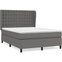 vidaXL Lit boxspring avec matelas Gris 140x190 cm Similicuir