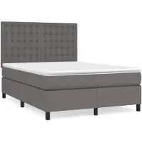 vidaXL Lit boxspring avec matelas Gris 140x190 cm Similicuir