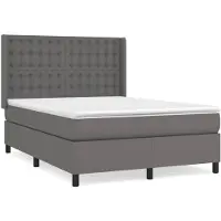 vidaXL Lit Boxspring avec matelas Gris 140x200 cm Similicuir