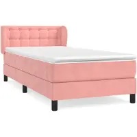 vidaXL Lit boxspring avec matelas rose 90x200 cm velours