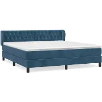 vidaXL Lit boxspring avec matelas bleu foncé 160x200 cm velours
