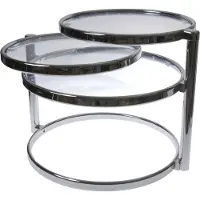 Leitmotiv Table Basse 3 Plateaux En Verre Et Métal Chromé