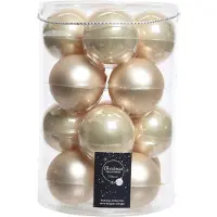 Décoris Lot de décorations de Noël en verre pour sapin – Boules – Couleur champagne – 8 cm – 16 pièces
