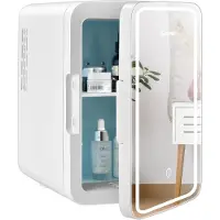 Coast 10L Mini réfrigérateur avec miroir LED pour cosmétiques, 2in1 fonction de refroidissement et de chauffage, glacière portable refroidisseur réchauffeur, 23x28x34cm
