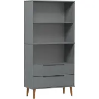 vidaXL Bibliothèque MOLDE Gris 85x35x170,5 cm Bois massif de pin