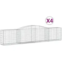 vidaXL Gabions avec arc surélevé 4 pcs. 400x50x80/100cm Fer galvanisé