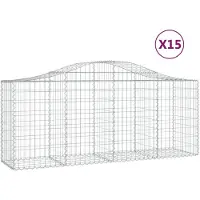 vidaXL Gabions avec arc surélevé 15 pcs. 200x50x80/100cm Fer galvanisé