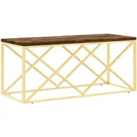 vidaXL Table basse en acier inoxydable et vieux bois massif