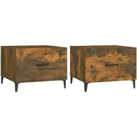 vidaXL Tables basses avec pieds en métal 2 pcs. Chêne fumé 50x50x40 cm