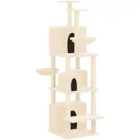 vidaXL Arbre à chat avec griffoirs en sisal Crème 180 cm