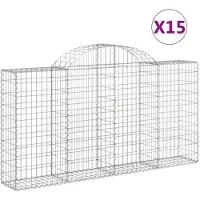 vidaXL Gabions avec arc surélevé 15pcs 200x30x100/120cm Fer galvanisé