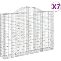vidaXL Gabions avec arc surélevé 7 pcs. 200x30x140/160cm Fer galvanisé
