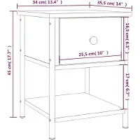 vidaXL Table de chevet chêne sonoma 34x35,5x45 cm bois d'ingénierie