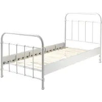 Vipack Lit métallique New York Couchage 90 x 200 cm ; Dimensions (PxLxH) : 95 cm x 100 cm x 210 cm ; Couleur : blanc ; NYBE9014