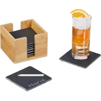 Relaxdays 8x dessous-verre-ardoise (1x, Dessous de verre)