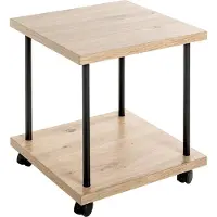 Haku Table d'appoint, carrée, en mélaminé, 4 roulettes pivotantes (2 blocables), L 400 x P 400 x H 450 mm, noir/chêne clair