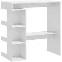 vidaXL Bartisch mit Regal Hochglanz-Weiß 100x50x101,5 cm