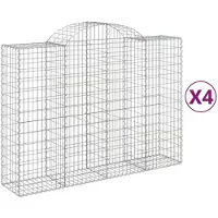 vidaXL Gabions avec arc surélevé 4 pcs. 200x50x140/160cm Fer galvanisé
