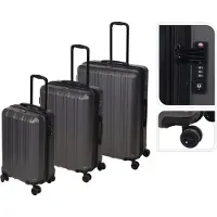 Excellent Mallette de voyage à roulettes set de 3 pcs PROWORLD gris foncé KO-FB5000250