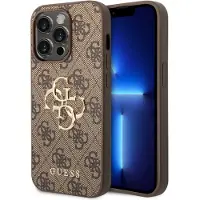 GUESS Coque 4G Metal Logo Backcover pour Apple iPhone 14 Pro Max - Marron