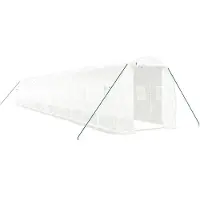 vidaXL Serre avec cadre en acier blanc 28 m² 14x2x2 m