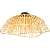QAZQA Plafonnier oriental noir avec bambou naturel 62 cm - Pua