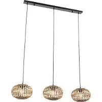QAZQA Suspension orientale en bambou 3 lumières rectangulaire - Amira