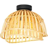 QAZQA Plafonnier oriental noir avec bambou naturel 30 cm - Pua