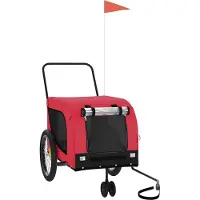 vidaXL Remorque pour vélo Chiens Rouge et Noir Tissu Oxford & Fer