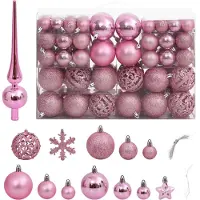 vidaXL Ensemble de boules de Noël 111 pièces rose polystyrène