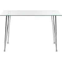 Beliani Table De Salle À Manger En Verre / Pieds Argentés 120 X 70 Cm Winston