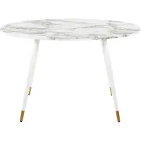 Beliani Table À Manger Effet Marbre Et Blanc 120 X 70 Cm Gutiere