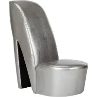 vidaXL Chaise en forme de chaussure à talon haut argenté similicuir
