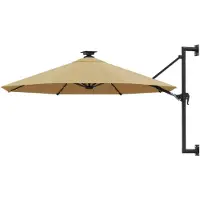 vidaXL Parasol mural avec LEDs 300 cm Taupe